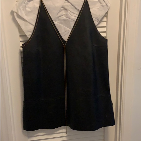 Lanvin 40 top tunic leather gold chains dress